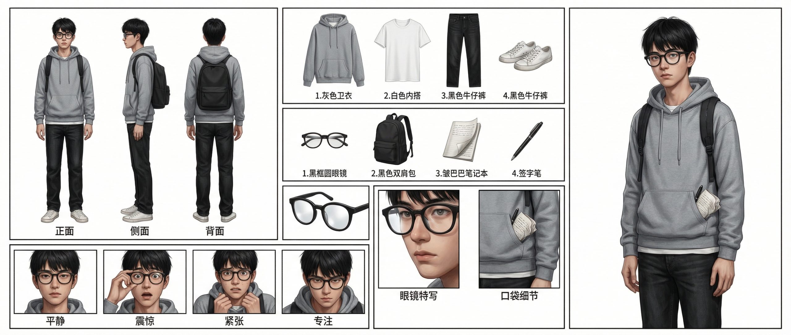 人物三视图专业建模AI绘画提示词-申越AIGC-AIGC工作流商店|AI漫剧|AI提示词大全|AI创作课程